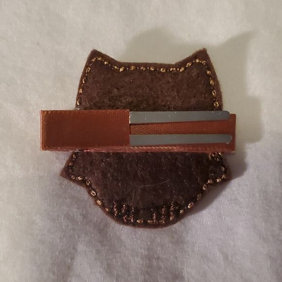 NEW BROWN FELT OWL HAIR CLIPPY - Picture 2 of 2